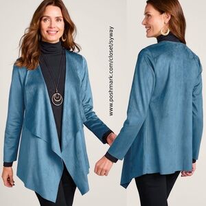 Soft Surroundings Ultra Soft Waterfall Faux Suede Cardigan